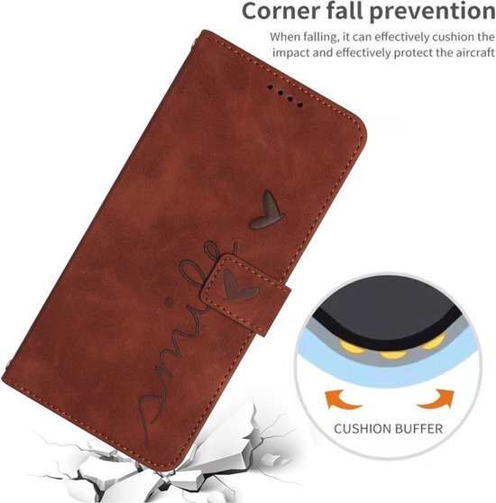 Coverup Smile Book Case - Convient pour Motorola Edge 50 Pro Case - Marron
