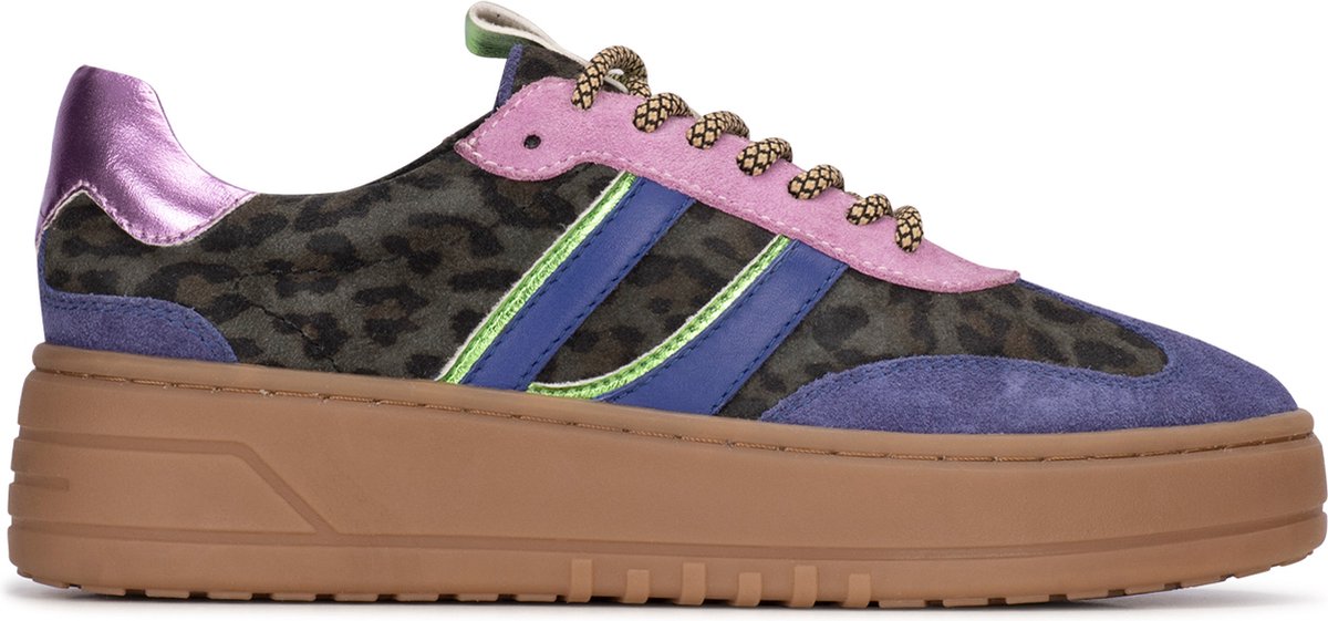 PS Poelman ANEMONE Dames Sneaker Zwart met dierenprint bol