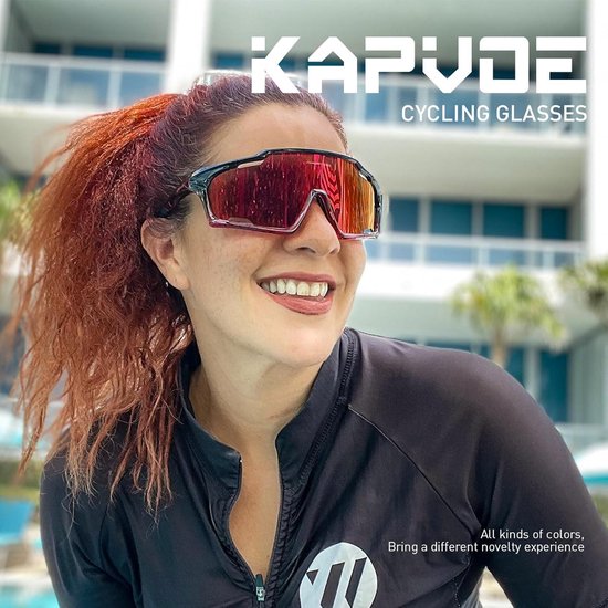 KAPVOE Fietsbril, HD-lens, ontwerp van het ventilatiesysteem, montuur TR90, UV400-bescherming, geschikt voor heren en dames, sport, fietsen, MTB, rijden, sportzonnebril 03