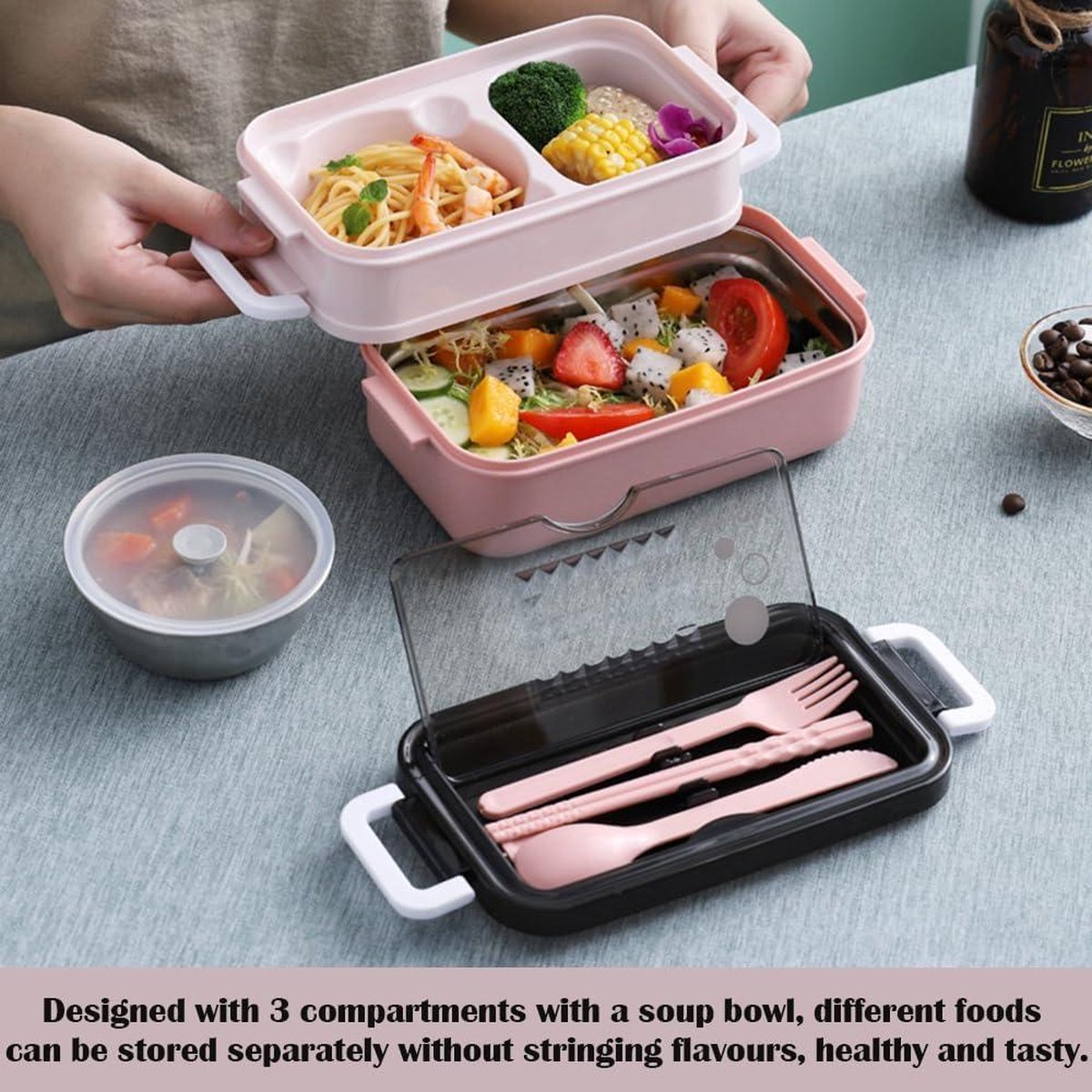 Voedseldoos - Gecompartimenteerde draagbare geïsoleerde lunchbox - 304 Voedseldoos - Gecompartimenteerde draagbare geïsoleerde lunchbox - 304