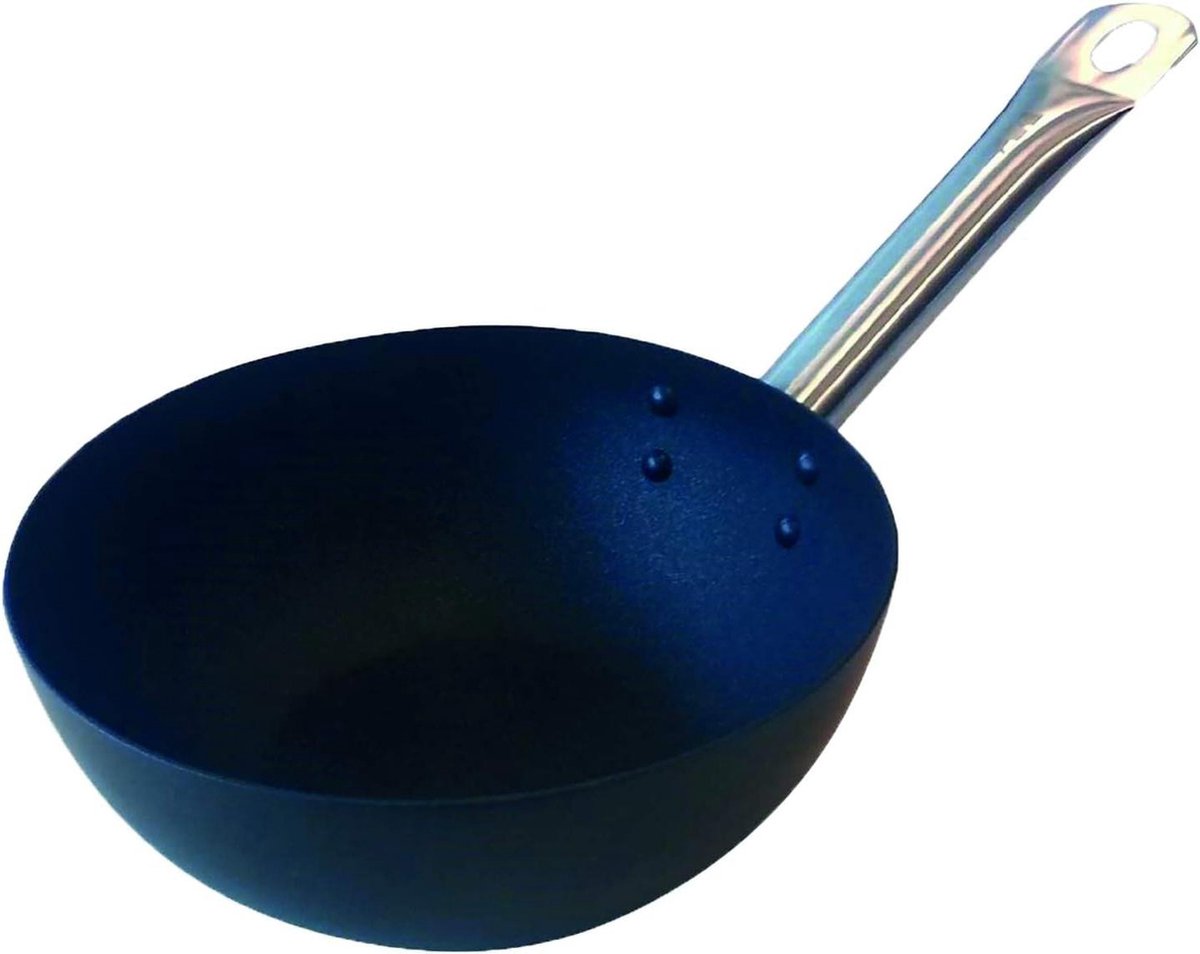 20cm wokpan van carbonstaal met Excalibur antikleeflaag geschikt voor alle vuren incl. inductie