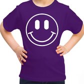 Bellatio Decorations Verkleed shirt meisjes - Smile / Emoticon - paars - carnaval - feestkleding voor kinderen 122/128
