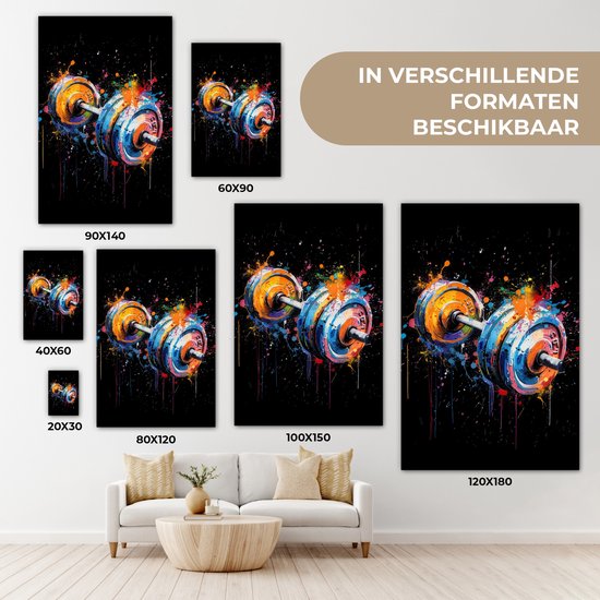 Peinture sur toile 120x180 cm - Décoration murale Graffiti - Sport - Fitness - Dumbbell - Gym - Décoration murale murale salon - Décoration chambre - Accessoires de chambre - Peintures