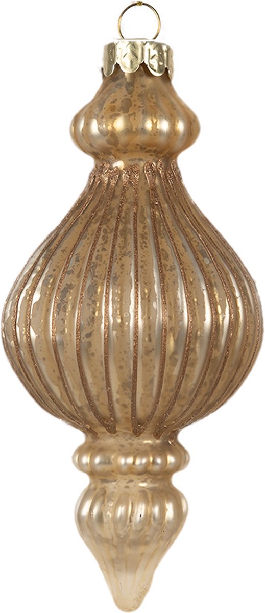 Clayre & Eef Kerstbal Overig Ø 7x14 cm Goudkleurig Glas Kerstballen