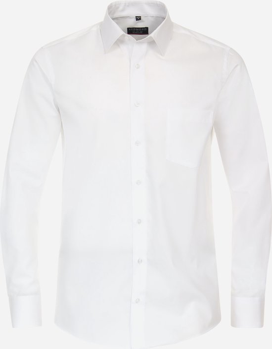Redmond modern fit overhemd - popeline - wit - Strijkvriendelijk - Boordmaat: 37/38