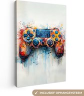 Canvas schilderij 40x60 cm - Wanddecoratie Kinder- en tiener kamer - Gaming - Game controller - Muurdecoratie woonkamer - Kamer decoratie modern - Abstracte schilderijen