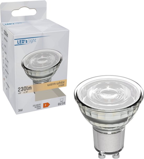 LED's Light LED Lamp GU10 - 3W vervangt 35W - 230 lm - Warm wit licht