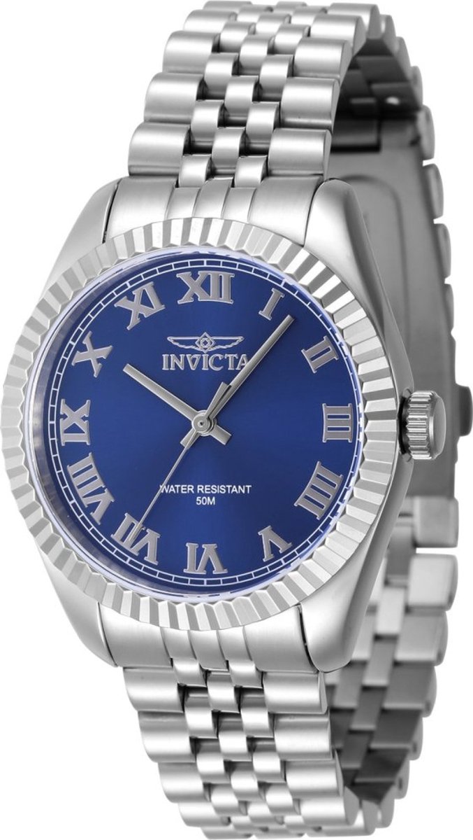 Invicta Specialty 47411 Dames Horloge - Waterdicht - Analoog - Quartz Uurwerk - Roestvrij Staal met blauwe Wijzerplaat - 36mm
