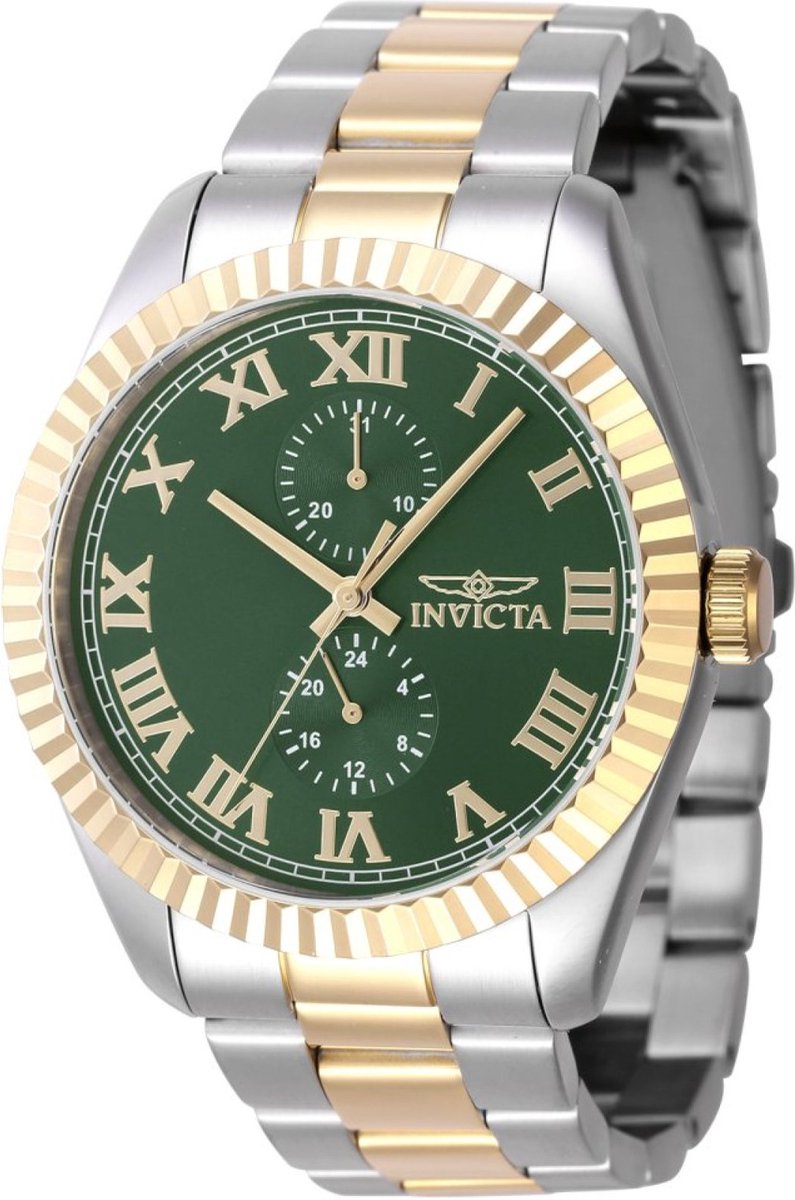Invicta Specialty 47427 Heren Horloge - Waterdicht - Analoog - Quartz Uurwerk - Roestvrij Staal met groene Wijzerplaat - 43mm