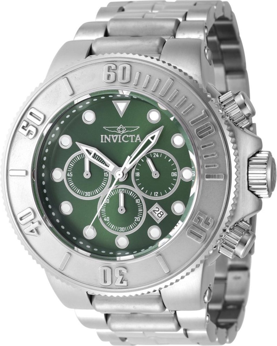 Invicta Subaqua 46548 Heren Horloge - Waterdicht - Analoog - Quartz Uurwerk - Roestvrij Staal met groene Wijzerplaat -52mm