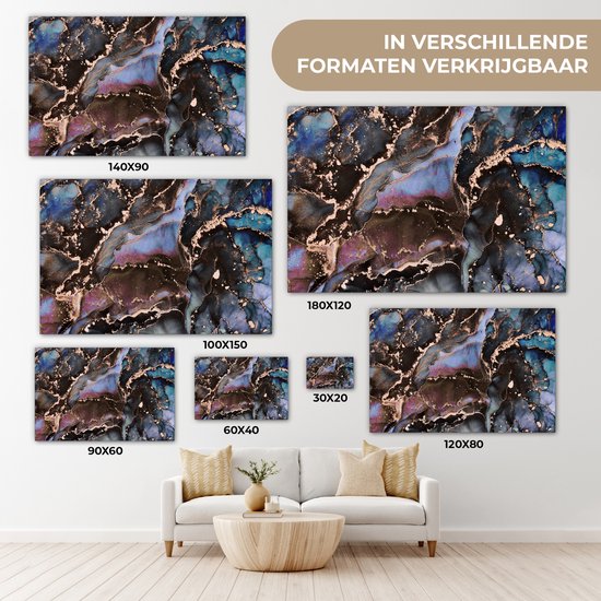 Toile Peinture Marbre - Goud - Rosé - 140x90 cm - Décoration murale