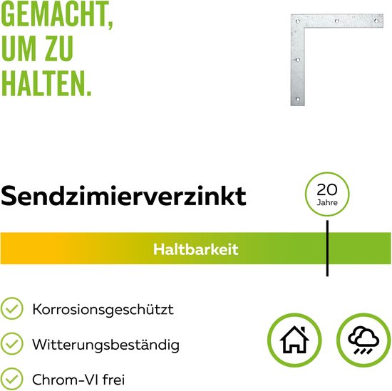 Alberts 10x Connecteur d'angle d'angle Connecteur plat Coin de Meubles 200x200x30mm