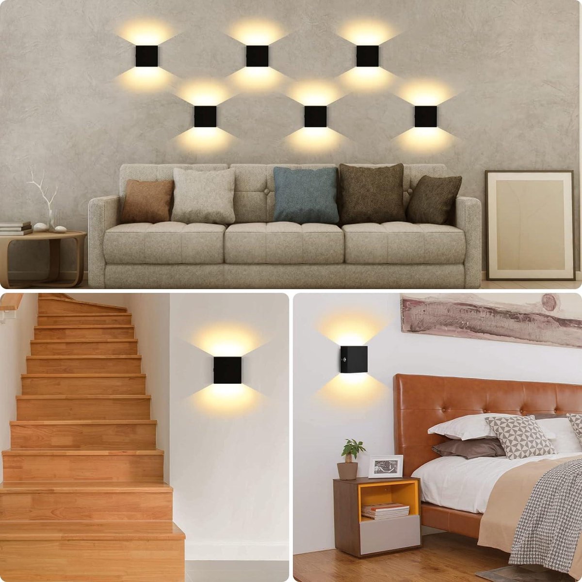Led wandlamp up & down dimbaar 6 watt 540 lumen zwart 3000k met snoer