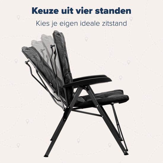 TRVLMORE Campingstoel - Inclusief Draagtas - Comfortabele Vouwstoel - 150 kg draagvermogen - Kampeerstoel - Opbergvak - Klapstoel - Zwart van TRVLMORE — afbeelding 4