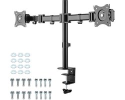 Dubbele monitor arm desk mount voor 13-27 inch beeldschermen - hoogte verstelbaar - VESA 75 en 100 - 2 x 8kg - zwart