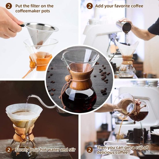 Carafe à café portable en verre borosilicate, 400 ml, pour le bureau, la cuisine, les voyages