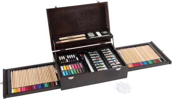 VAN NASSAU FINE ART Professionele 120-delige kleurpotlodenset in een presentatiedoos van blik | houten potloden tekenset | hoogwaardige kleurvullingen | voor kinderen en volwassenen