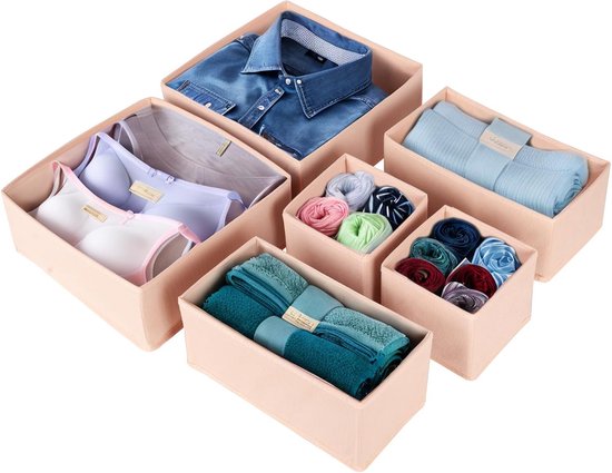 Yucch Lot de 8 Organisateurs Tiroir Pliables, Rangement Sous Vetement et Chaussette, Boite Rangement Dressing en Tissu Non Tissé pour Soutiens-Gorge, Sous-Vêtements, Cravates (Noir