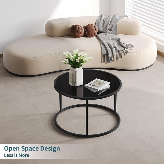Kleine ronde salontafels 70 cm modern gehard glas-top - accent ...