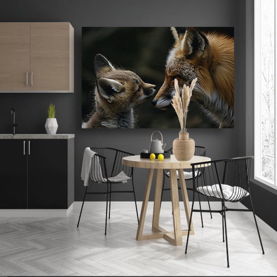 décoration murale renard - portrait animalier - Peintures toile bébé renard - Décoration murale rurale - Tableau toile salon - Décoration chambre toile 60x40 cm