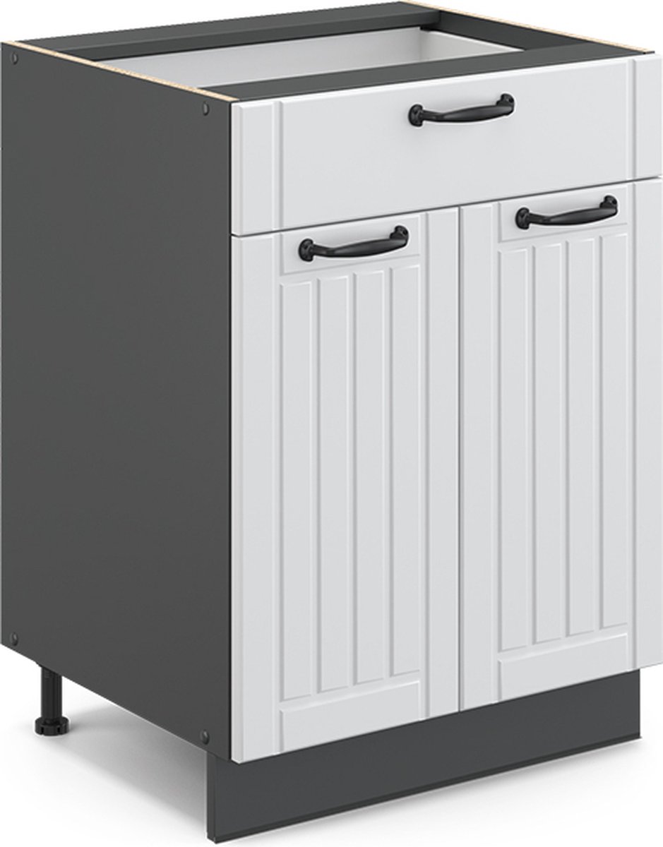 Vicco Fame-Line Keukenonderkast – 60 cm met lade, WB Marmer Wit Landhuis