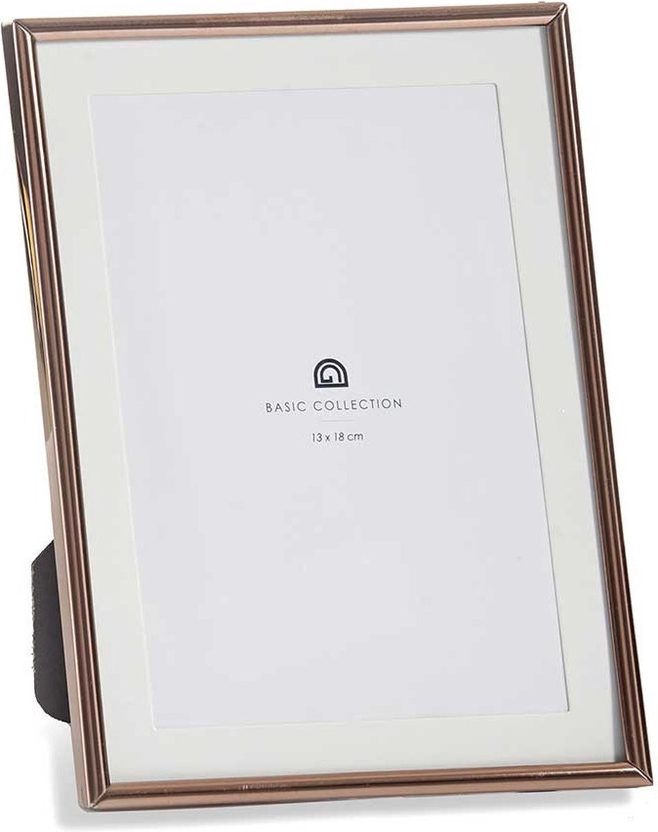 Giftdecor Fotolijstje voor 13 x 18 cm foto - koper - metaal - frame 15 x 20 cm - passe partout - staand/hangend