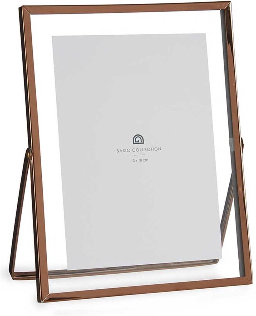 Giftdecor Fotolijstje voor 13 x 18 cm foto - koper - metaal - Modern - frame 18 x 23 cm - staand