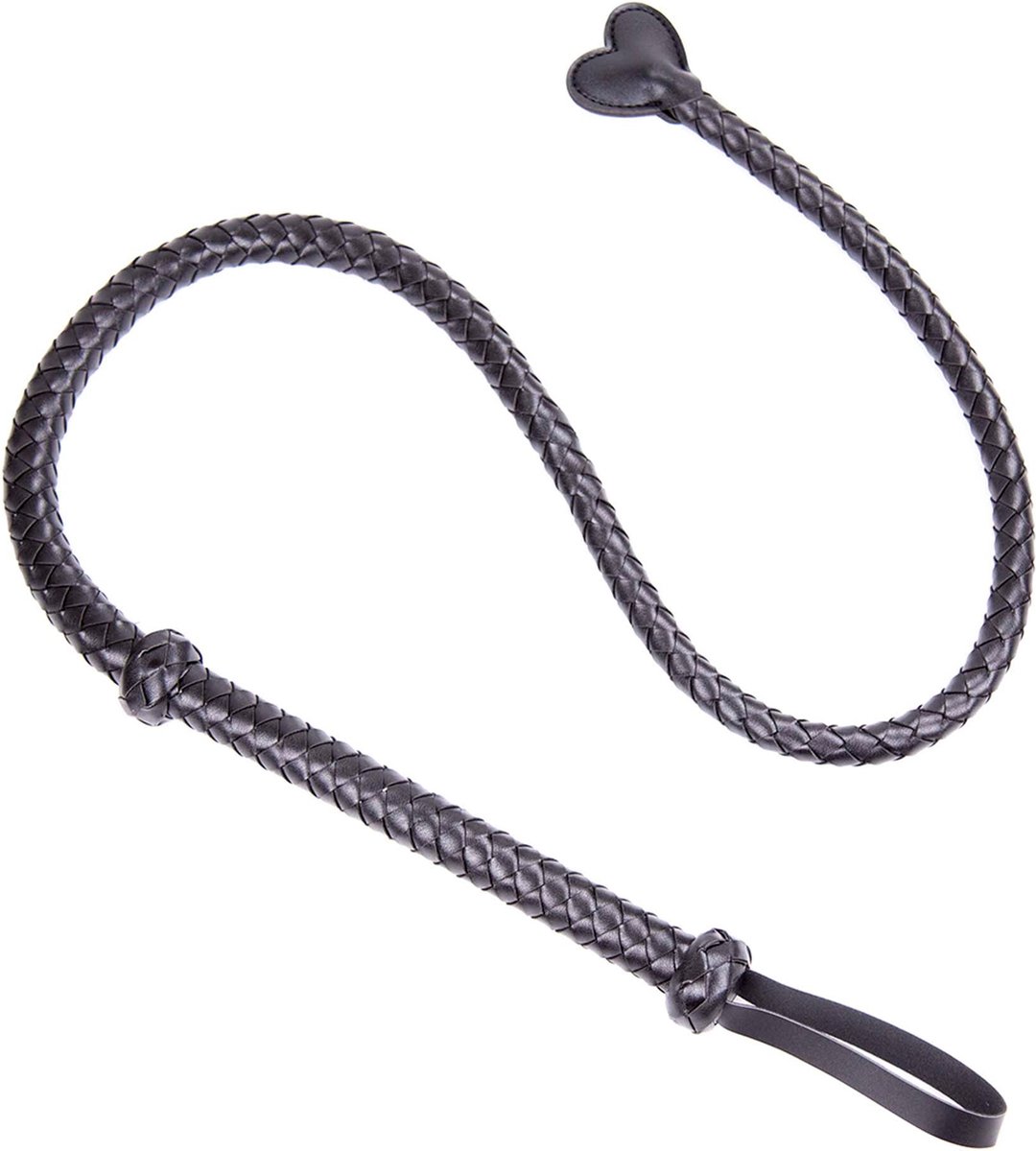 Smart Moves - Lange Singletail Zweep - Hartvormig Uiteinde - 131 cm - Zwart