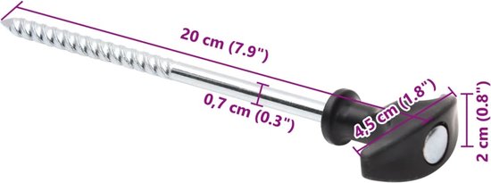 vidaXL - Tentharingen - 24 - st - Ø7 - mm - 20 - cm - gegalvaniseerd - staal van Merkloos — afbeelding 5