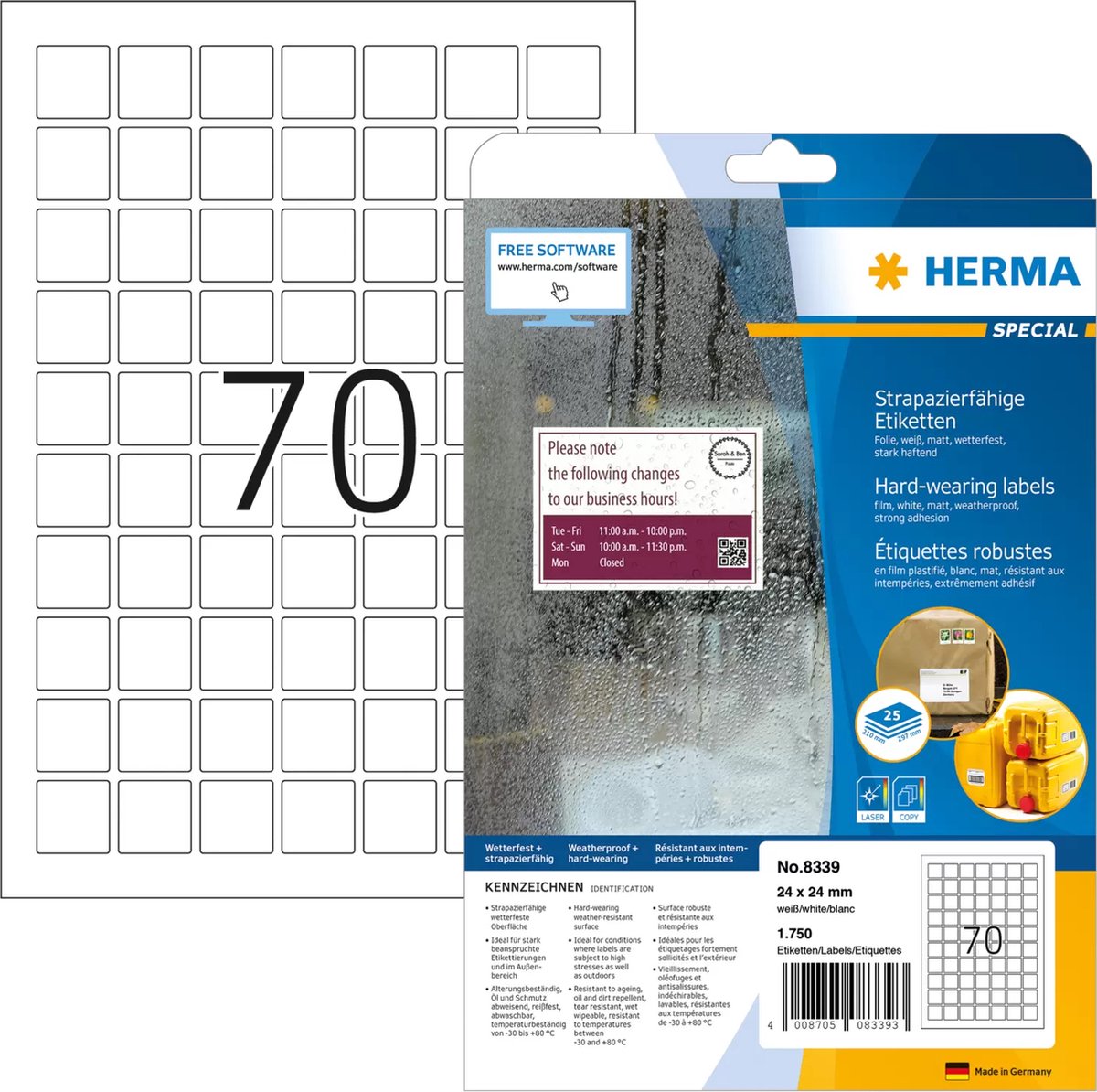 HERMA 8339 printeretiket Wit Zelfklevend printerlabel