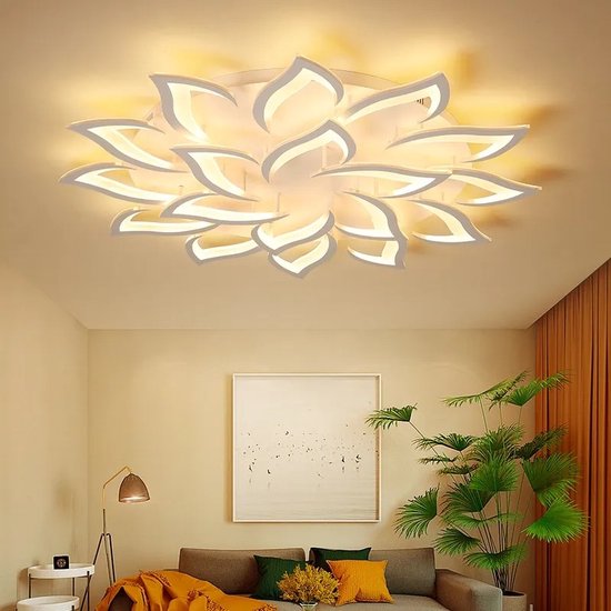 Foto: Jk24 plafondlamp plafondlampen plafonniere plafond lamp platfondlamp led pp led plant patroon dimbaar 2700k 6000k led lamp met 192 led delen lotus shape wit