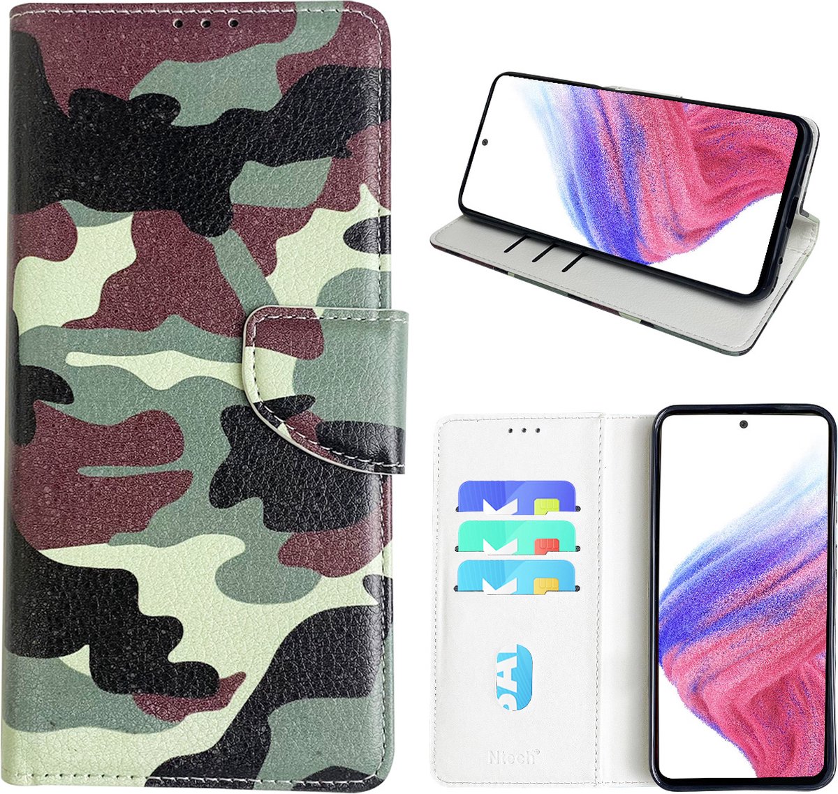 Hoesje geschikt voor Samsung Galaxy A53 Bookcase met camouflage print