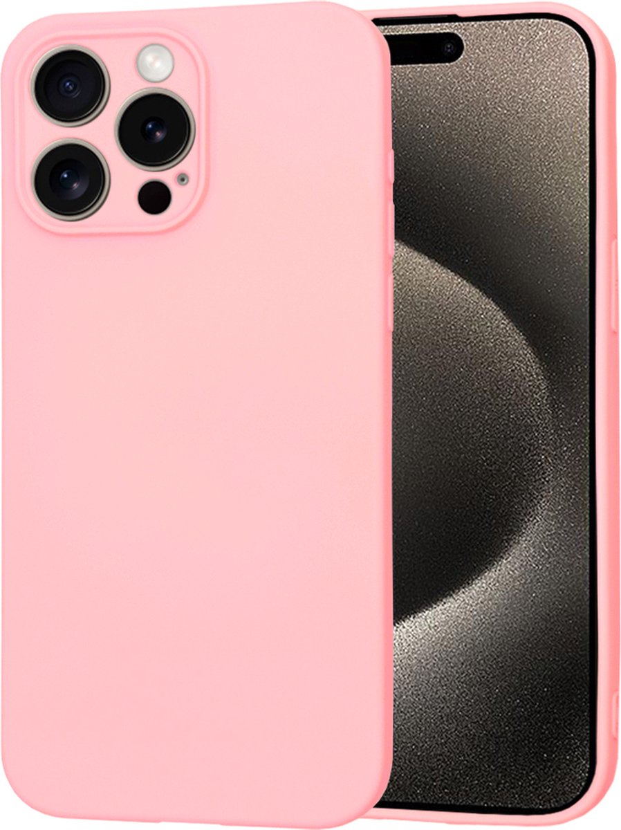 Techsuit Soft Flex Silicone Back Cover hoesje voor Apple iPhone 15 Pro Max - Chalk Pink