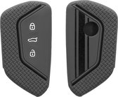kwmobile autosleutel hoesje geschikt voor VW Golf 8 3-knops autosleutel - Autosleutel behuizing in zwart / grijs - Rallystrepen design