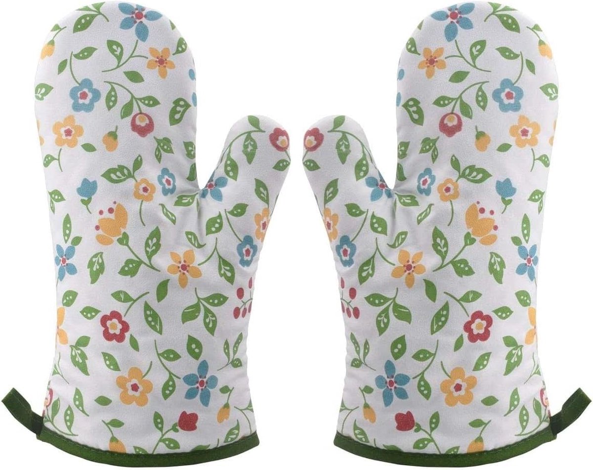 1 paar hittebestendige ovenwanten pannenlap handschoen anti-slip ovenwanten keuken ovenhandschoenen voor koken bakken barbecue (bladeren)