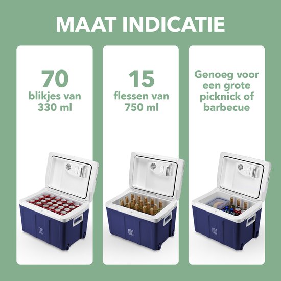 Brisby 40 Liter Elektrische Koelbox, Frigobox Deluxe met 12V, 220/230 Volt Aansluiting voor Auto en Camping - AC/DC - inclusief passieve koelbox - BLAUW van Brisby — afbeelding 3