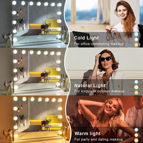 Hollywood Spiegel - Bluetooth Speakers - 80x60cm - Zwart