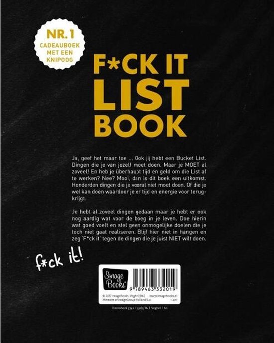 F*CK IT LIST BOOK - Cadeauboek met een knipoog. Met tekst over dingen die je beter niet kunt doen.