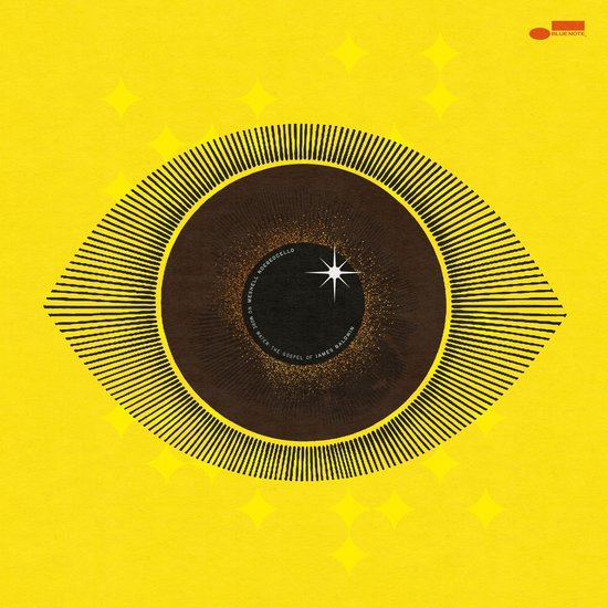 Albumhoes met een gestileerd oog op een gele achtergrond met sterren. De tekst "MESHELL NDEGEOCELLO NO MORE WATER: THE GOSPEL OF JAMES BALDWIN BLUE NOTE" is zichtbaar.