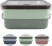 Lunchbox met soepkom Groen - Luxe bentobox - Lunchbox volwassenen - Lunchbox voor kinderen - Lunchboxen - Lunchbox Kinderen - Lunchbox met vakjes en bestek - Ook te gebruiken als broodtrommel - luchtdicht en lekvrij - BPA vrij!