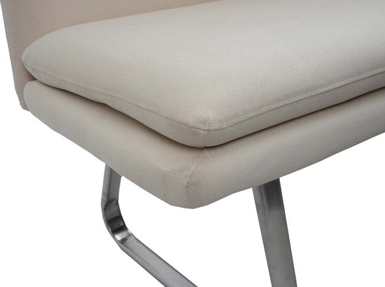 Canapé MCW-H70, canapé de salle à manger canapé rembourré, dossier tissu/textile acier inoxydable brossé ~ crème-beige 160cm