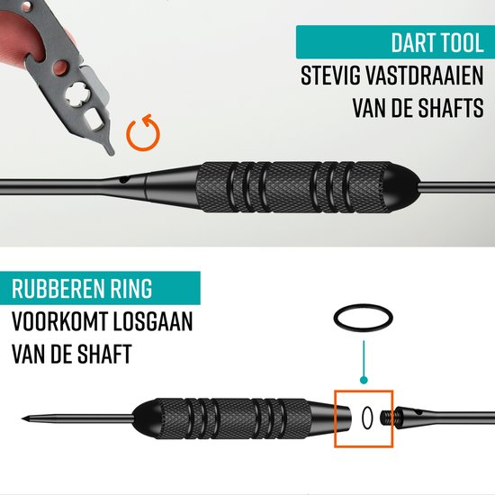 NAPI Darts - 3 Dartpijlen (40-delig) - 23/25 Gram Dartspijlen - Premium Brass Pijlen - Steeltip - Inclusief Dart Flights & Case