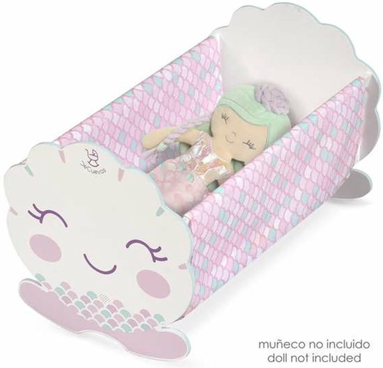 Lit De Poupée En Bois Ocean Fantasy - 48 Cm Avec Oreiller - Collection DeCuevas Toys - Pour Fille Garçon +3 Ans