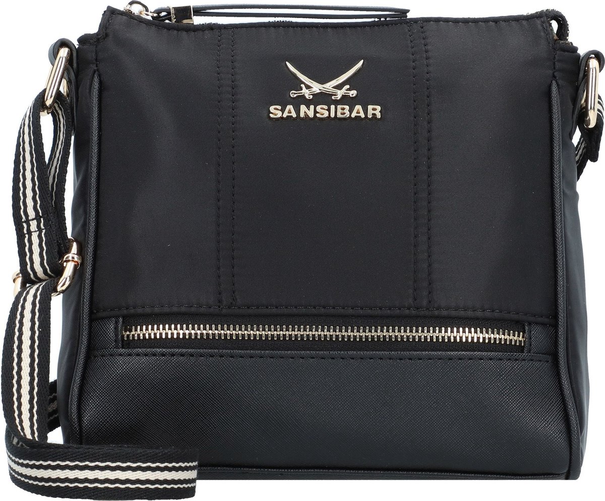 Sansibar Schoudertas Zip Bag Black Zwart