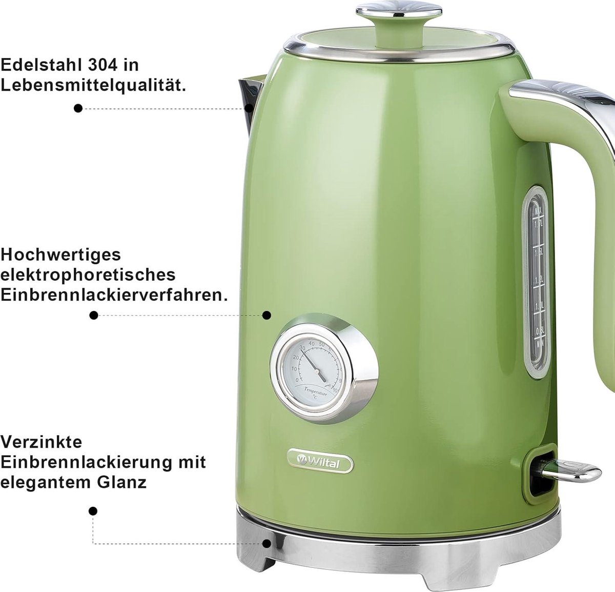 Unieke Nordic Rapid Boil Kan Waterkoker 2200W 1.7l Ontbijtset Met Matte Afwerkin