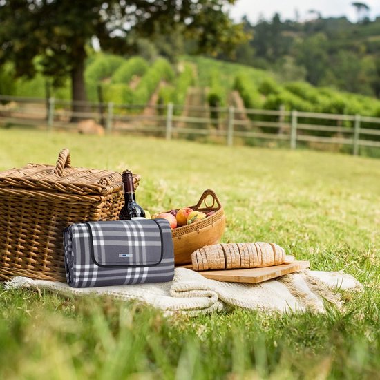 Relaxdays xxl picknickkleed, 200 x 300 cm, zachte fleece, waterdicht, met handgreep, gestreept, strandlaken, kleurrijk