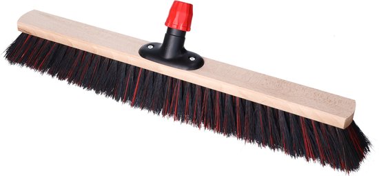 Buemag Bezemkop - Arenga/Elaston mix - zwart/rood - hard - hout - 60 cm - straatbezem/buitenbezem van Buemag — afbeelding 2