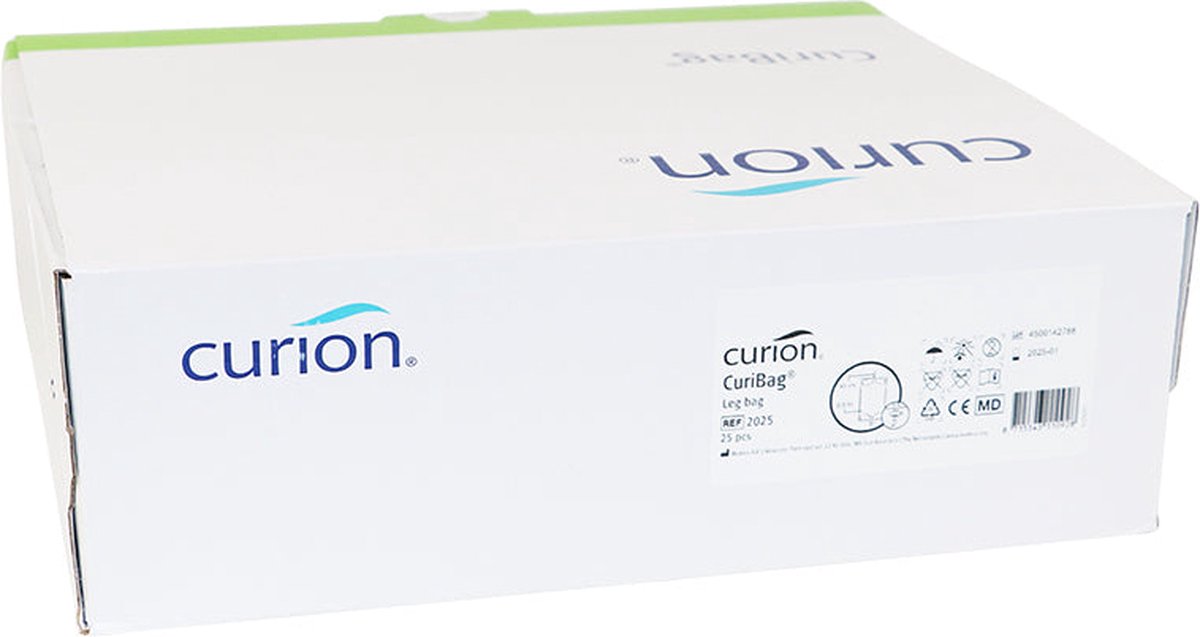 Goedkoopste Voordeelverpakking van 2 x Curion Curibag urinebeenzak eendaags, 500ml 45cm met kruiskraan, 25st (2025
