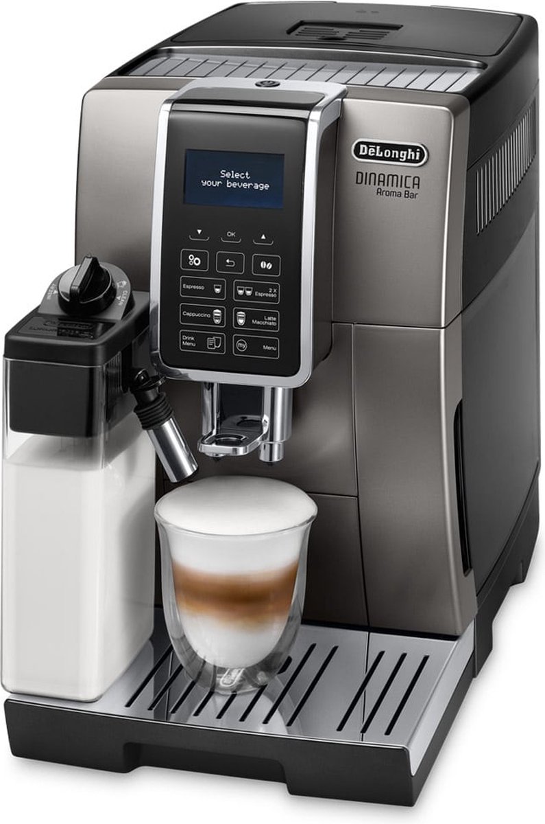Afbeelding 3 van De’Longhi Dinamica Ecam Aroma Bar - Volautomatische Espressomachine - Premium Koffiezetapparaat - 13 Drankmodes - 1,8 l - Gunmetal Grijs- ECAM359.57.TB