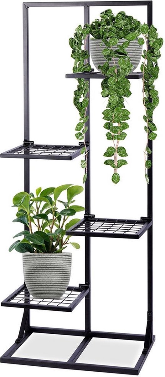 Plantenstandaard Metaal Zwart 4 Niveaus 102 cm - Plantenrek voor Bloempotten